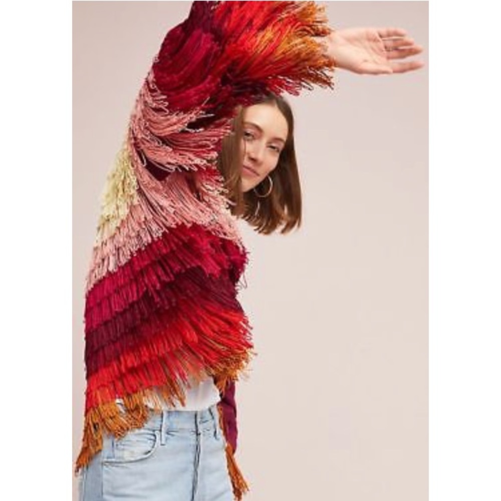 Multicolored Anthropologie Fringe Jacket